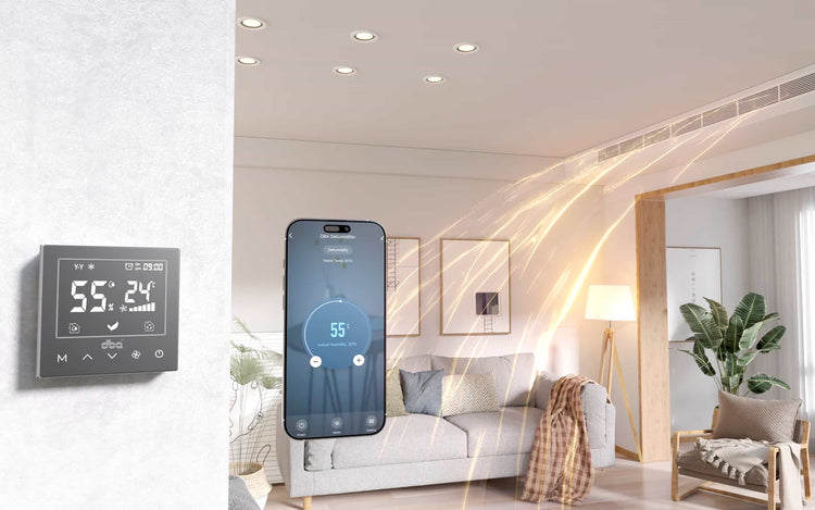 DBA ultra thin ceiling mounted dehumidifier installed in modern living room